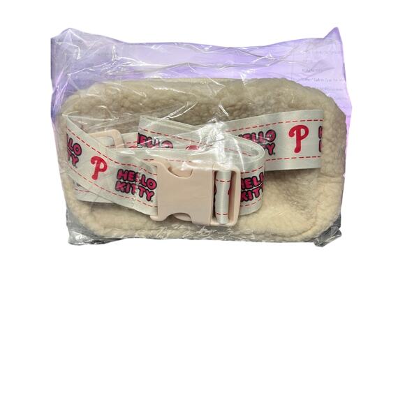 Hello Kitty Belt Bag Philadelphia Phillies Sherpa Plush beige Cream Purse - Picture 2 of 3
